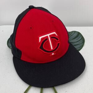 New Era Blue Red Minnesota Twins MLB Baseball Fitted 59 Fifty Flat Bill Hat Cap